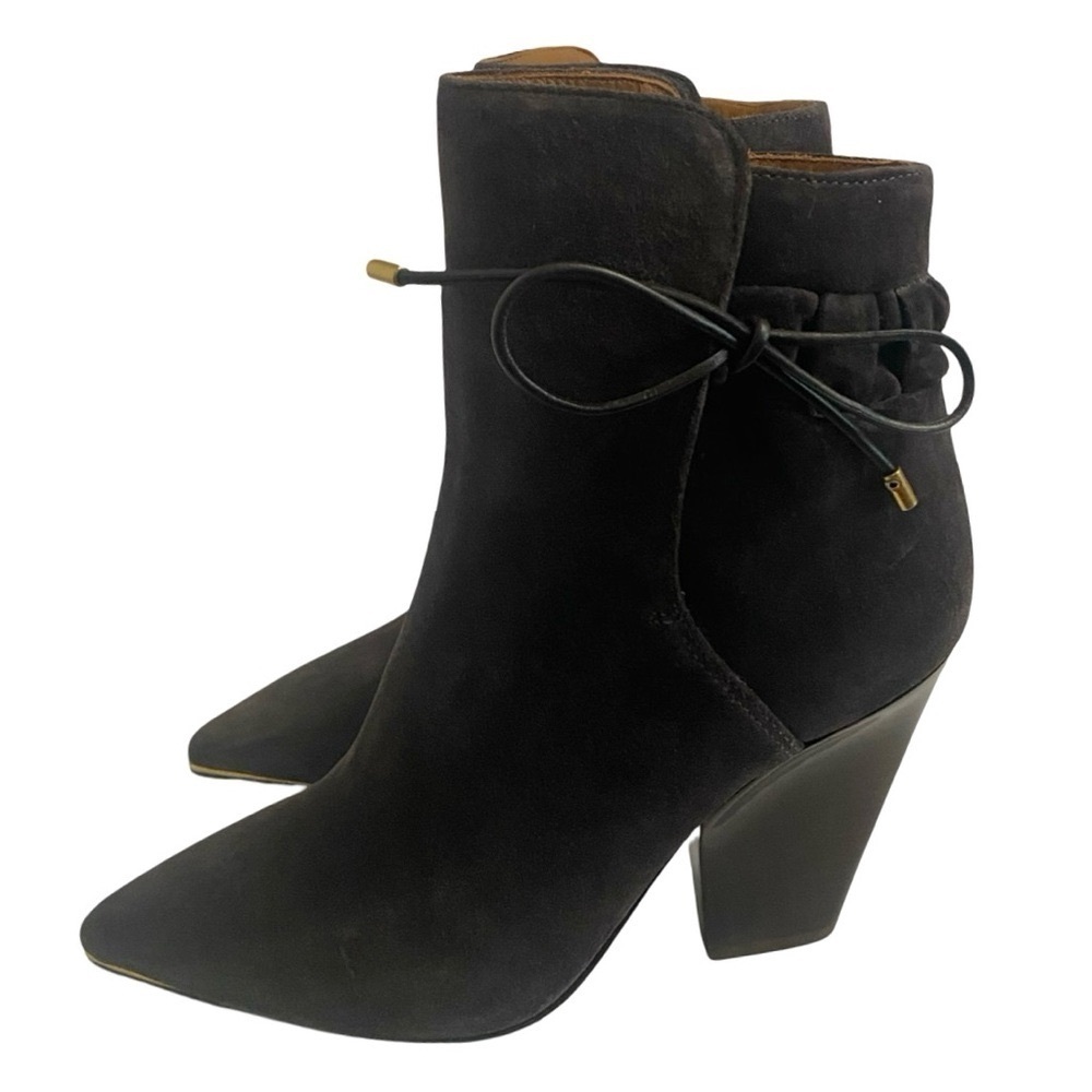 Tory Burch New Lila Ankle Boots Size 8.5 Brown Leather Suede 90s Scrunch - Picture 7 of 16